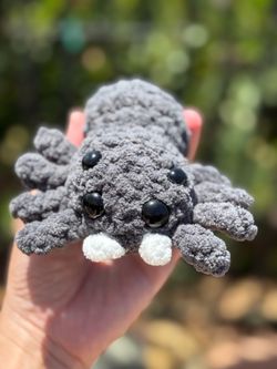 Crochet Dark Grey Jumping Spider plushie 🕷️ handmade 🕷️