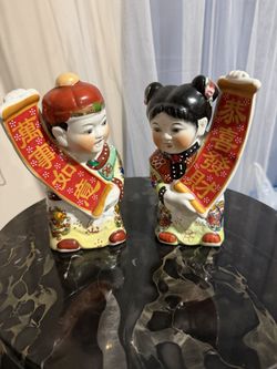 Chinese vintage Porcelain Boy & Girl