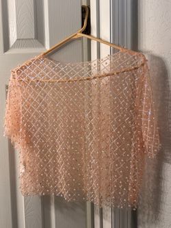 Blush Pink Pearl Sequin Mesh Top