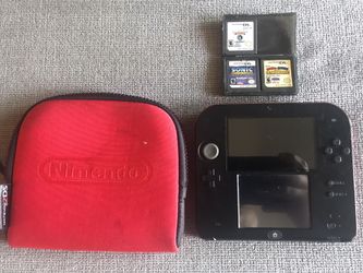 Nintendo 2DS red & black with 3 games and case.