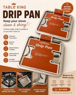 Table King Stainless Steel Stove Drip Pan - 2 pieces