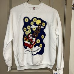 vintage 90s Jerzees NuBlend Christmas crewneck sweatshirt featuring a Santa Claus graphic Size L 