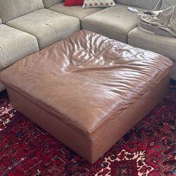 Brown leather Ottoman