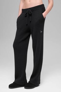 Alo Yoga Snuggle Up Sweater High-Waist Wide Leg Pant, XXS Black NWOT