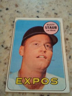 Vintage 1969 Topps baseball / rusty staub/expos-1st base / card # 230