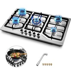 Gas Cooktop 36 inch, 5 Burners Built-in Stainless Steel Gas Stove Top