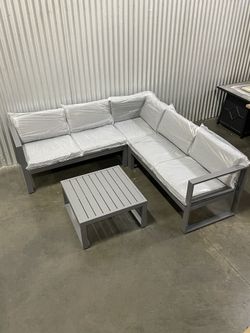 Aluminum L-Shaped Outdoor Patio Furniture Sectional Set