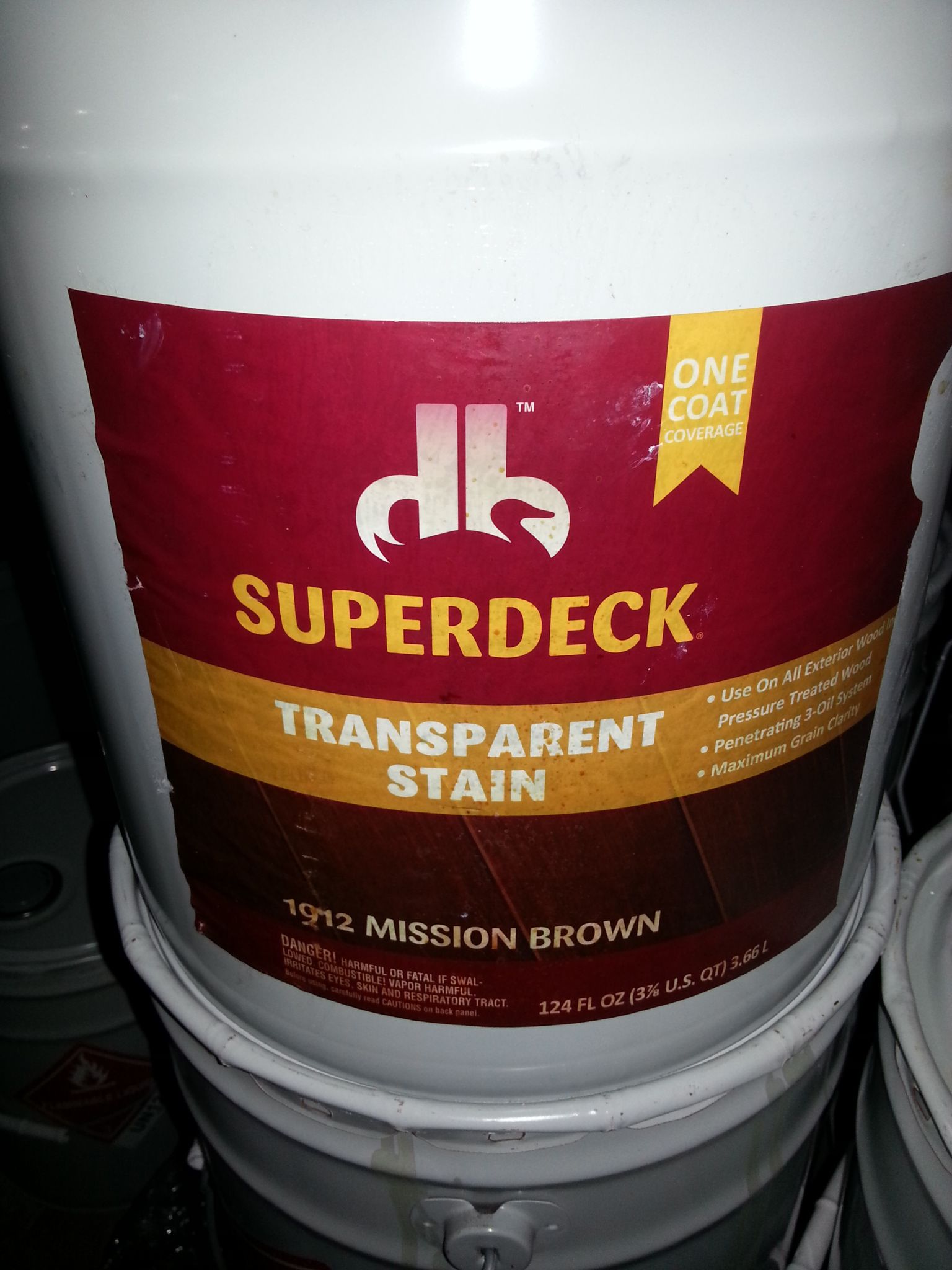 DuckBack Superdeck transparent stain 1912 mission brown 5 gallons for