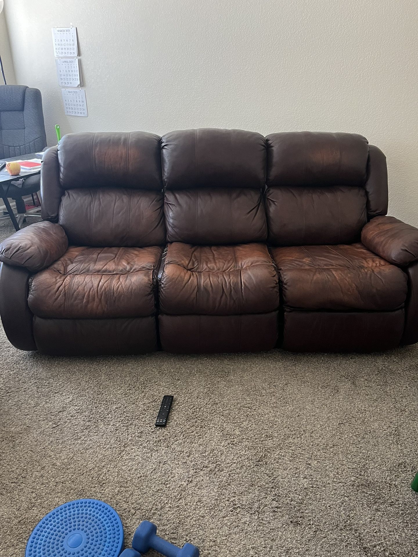 Edmar Dual Power Leather Reclining Sofa
