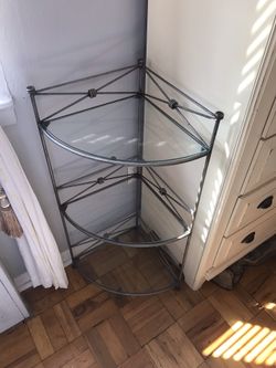 Pier 1 glass and wrought iron corner shelf