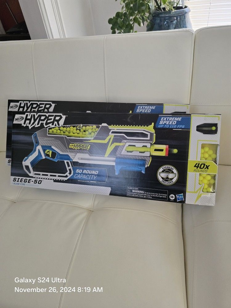 2 Sets - Brand NEW Nerf Hyper Seige - 50 Gun And Balls