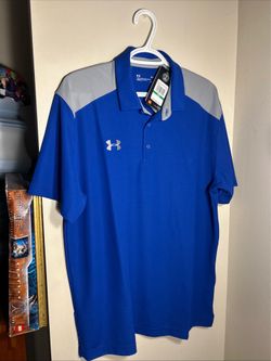 NP New Under Armour Golf Polo  Royal Blue Men's Heat Gear shirts size~large men’s