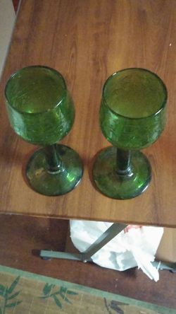 Vintage blown glasses, green