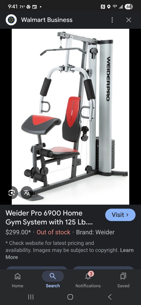Weider Pro home gym  w125 lbs weight stack
