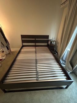Queen Platform Bed Frame – Dark Brown
