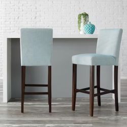 Banford Charleston Blue Upholstered Counter Stools with Back