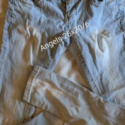 Cute Juniors Angels 3 Light Blue Bleached 26x30, Rise 6 Denim Blue Jeans. East Or West.
