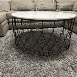 Marble Top Round White Coffee Table