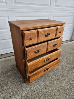 Real Oak Wood Chest of Drawers - Dresser
