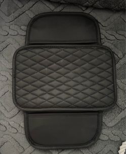 Black Quilted Faux Leather Car Center Console Armrest Cover