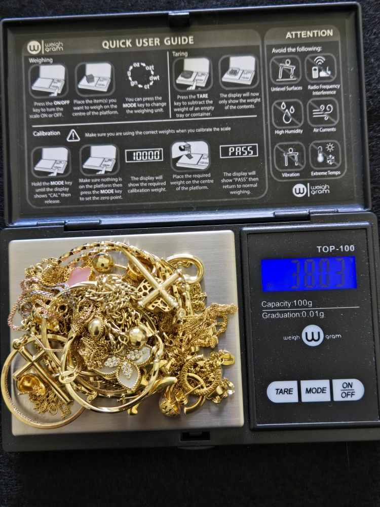 Lot Of Mix 18k Solid Pure Gold 38 Grams