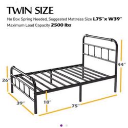METAL BED FRAME (TWIN SIZE/MATTE BLACK) 🛏️