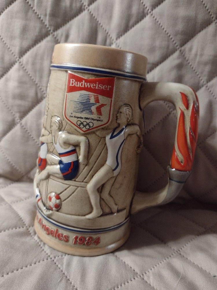 Vintage Budweiser Collectible Beer Stein Sponsors 1984 Games Of The Olympics Los Angeles
