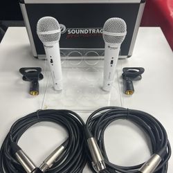 BRAND NEW. Microphones Set.Cables(20 feet) and Holders included.Great for church,singers and Karaokes