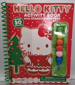 Hello Kitty Activity Book – Christmas Edition – With Stacking Crayons