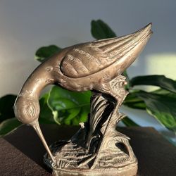 Vintage Brass Sand Piper Coastal Water Bird Statue 