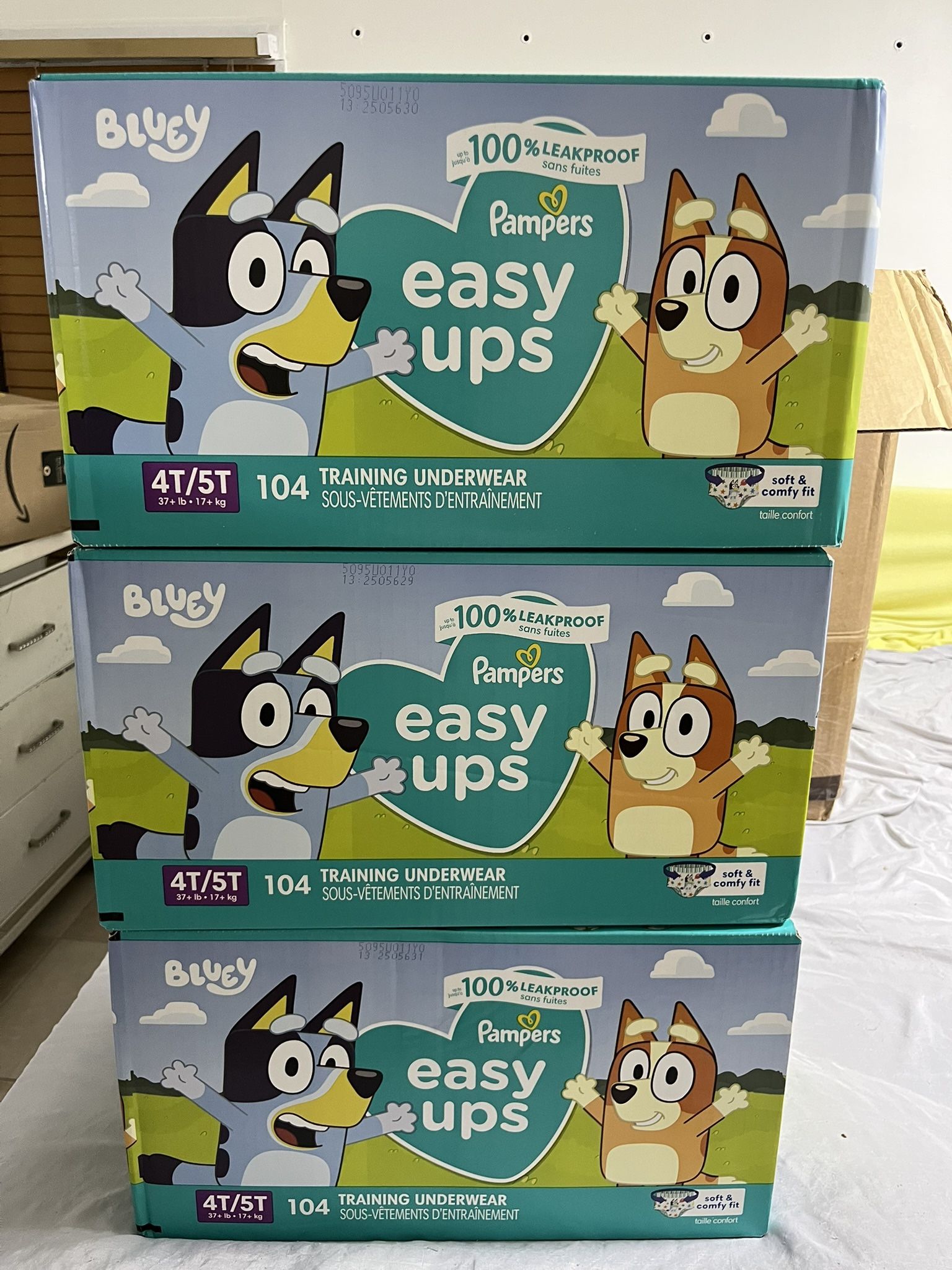 3 Boxes of PAMPERS Easy Ups Size 4T 5T, 37+ Lbs
