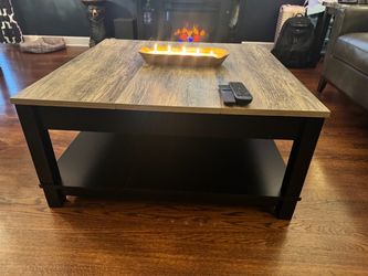 Square Coffee Table with Bottom Shelf
