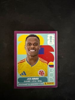 Jhon Arias Colombia World Cup Panini Purple Sticker