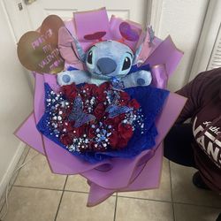 Stitch Rose bouquet Birthday Anniversary
