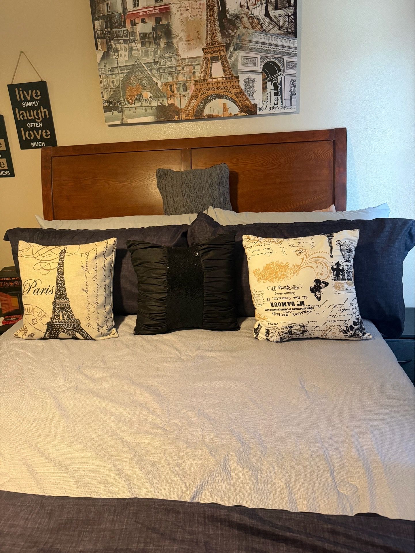 Queen Size Solid Wood Slay Bed (frame and box spring)