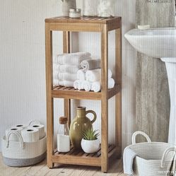 Mesa 3 Tier Acacia Storage Tower Wooden Bathroom Shelf - Natural Brown Brand New