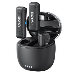BOYA BY-WM3T-D2 Wireless Microphone for iPhone, 30H Battery Life, Noise Cancellation, 328ft Range, iPhone Microphone for Video Recording Live Streamin