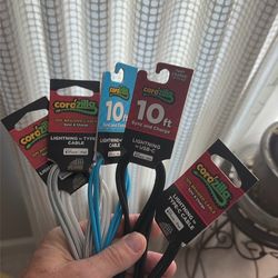 NEW LOT OF 5 10’ phone charges sync +Charge apple I phone /I pad