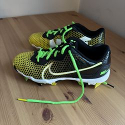 Nike Diamond Fast Flex Baseball Cleats Youth Kids Boys Size 4 Y Black Green Gold