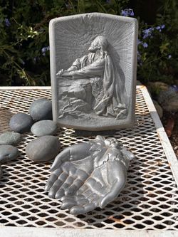 Vintage Aluminum Cast Relief & hands 1970’s
