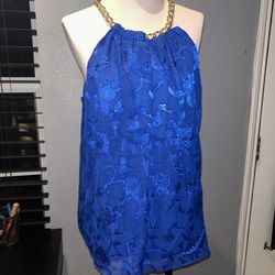 Thalia Sodi Blue Floral Chain Link Blouse