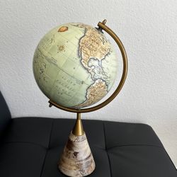 8” World Globe w/ 16” Tall Wood Stand 