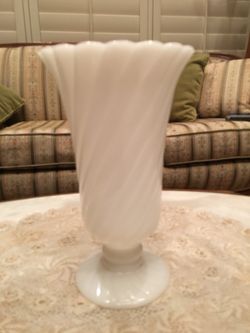 Large E O Brody Milk Glass Vase