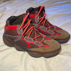 MAKE AN OFFER! Mens size 12 Adidas Yeezy 500 High "Sumac" sneakers, featuring a striking red and brown colorway