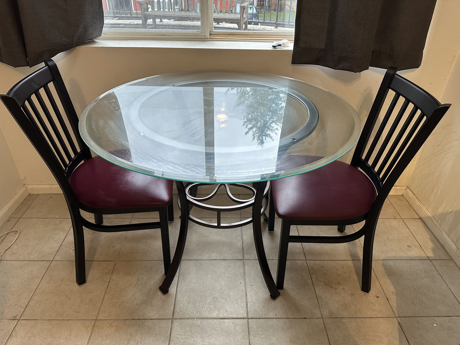 Glass Dining table With 2 Chairs