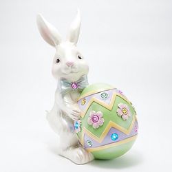 Willow Manor 18" Resin Illuminated Bunny Holding Egg 