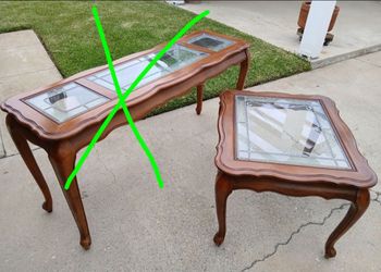 Wood Console and End Table Set with Glass Tops