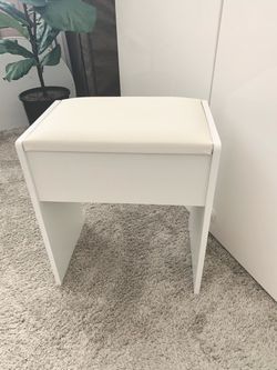 White Vanity Stool with Padded Seat