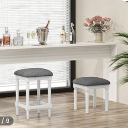 Giantex Bar Stools Set of 2, 3-Height Adjustable 19"/27"/31" Wood Barstools with Padded Seat