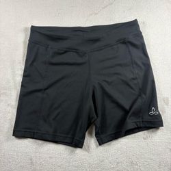 Prana Women’s M Black Compression Biker Shorts Stretch Yoga Fitness #3F